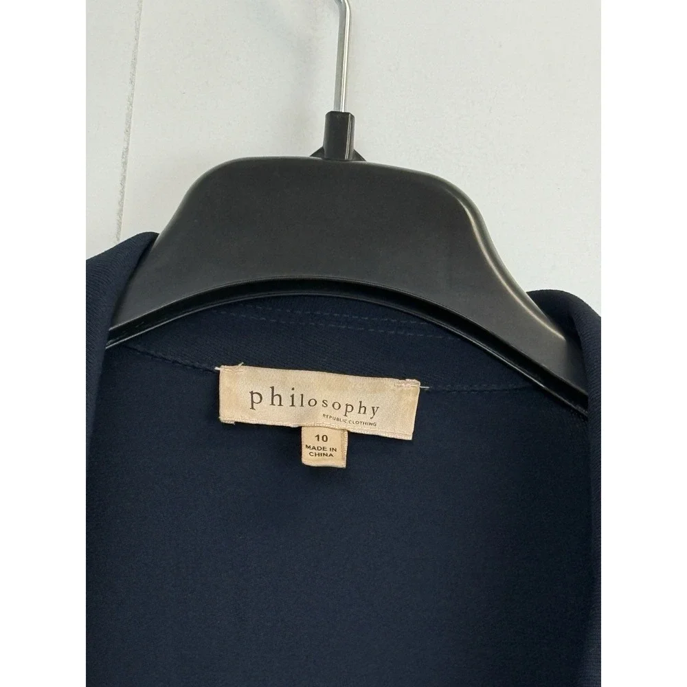 Philosophy Republic Clothing Women's Blazer Sz 10 Navy Blue Workwear Long Sleeve